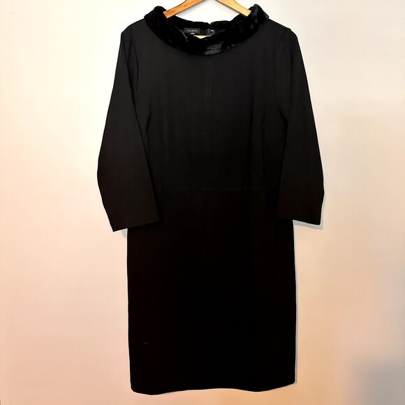 Talbots Velvet Trim Collar Ponte Knit Dress Size 14 New With Tags - Picture 2 of 7